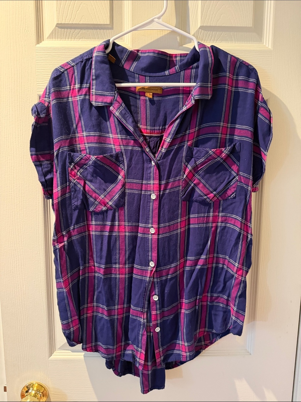 184 - JACHS Girlfriend Purple & Pink Plaid Button-Down Shirt